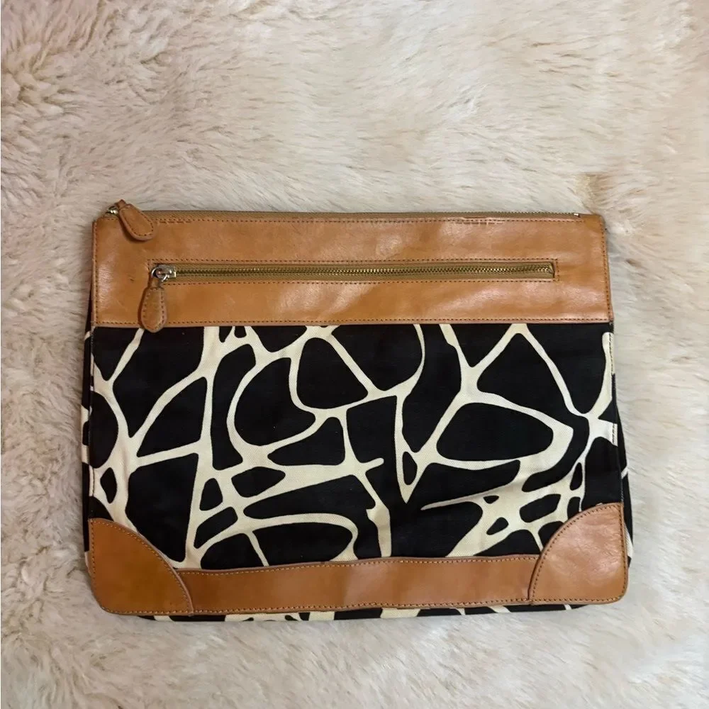 Diane Von Furstenberg Black and Tan Clutch